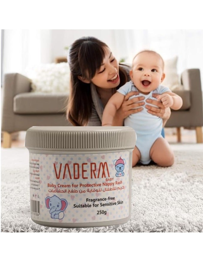 VADERM Baby Diaper Rash Cream – Fragrance Free, Suitable for Sensitive Skin, 250g - Image 1