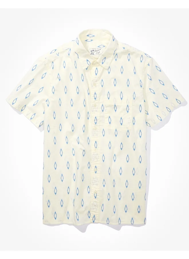 American Eagle AE Printed Button-Up Resort Shirt