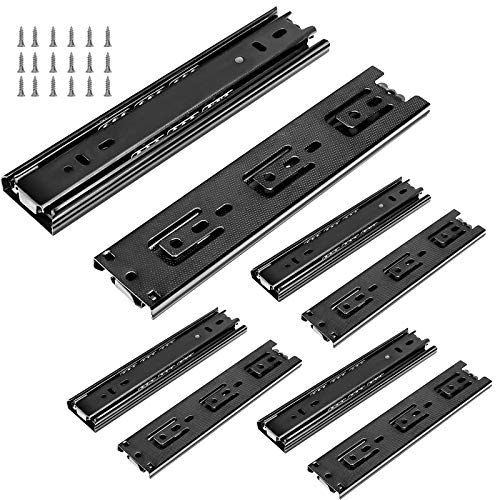 ZOENHOU 4 Pairs 8 Inch Heavy Duty Metal Steel Ball Bearing Side Mount Drawer Slides - Whisper Quiet Black - Image 1