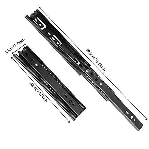 ZOENHOU 4 Pairs 8 Inch Heavy Duty Metal Steel Ball Bearing Side Mount Drawer Slides - Whisper Quiet Black - Image 2