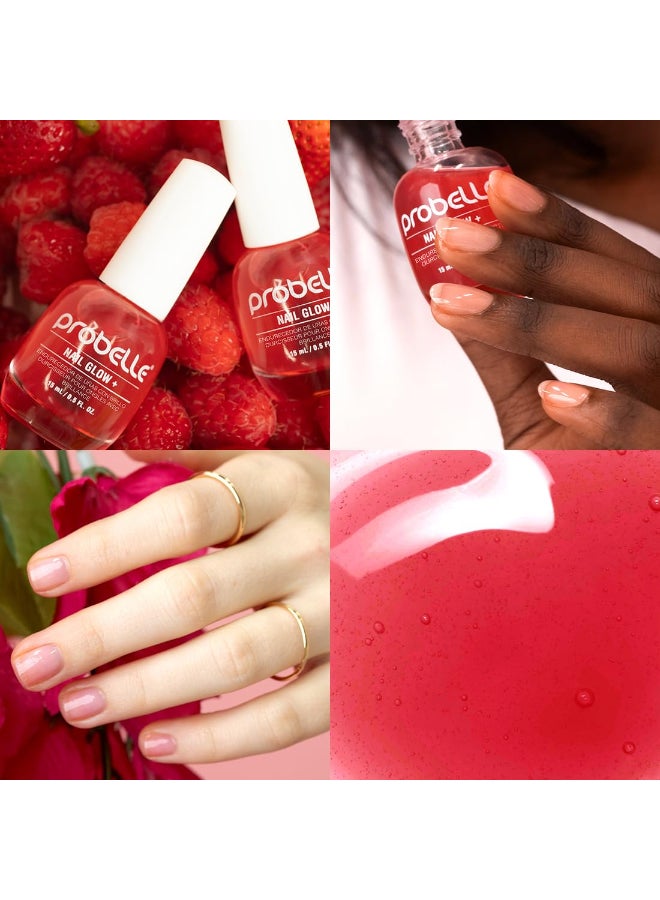 Probelle Nail Glow Nail Strengthener and Hardener with Sheer Jelly Tint Hard To Resist Ultra Glowy Nail Shine Tinted Nails Strengthening Blush for Brittle Thin Damaged Nails 05 oz Berry - Image 4