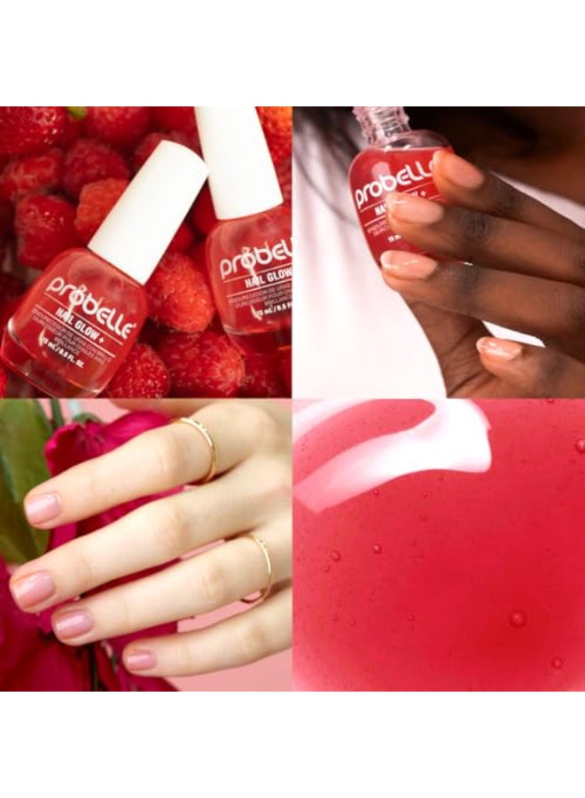 Probelle Nail Glow Nail Strengthener and Hardener with Sheer Jelly Tint Hard To Resist Ultra Glowy Nail Shine Tinted Nails Strengthening Blush for Brittle Thin Damaged Nails 05 oz Berry - Image 3