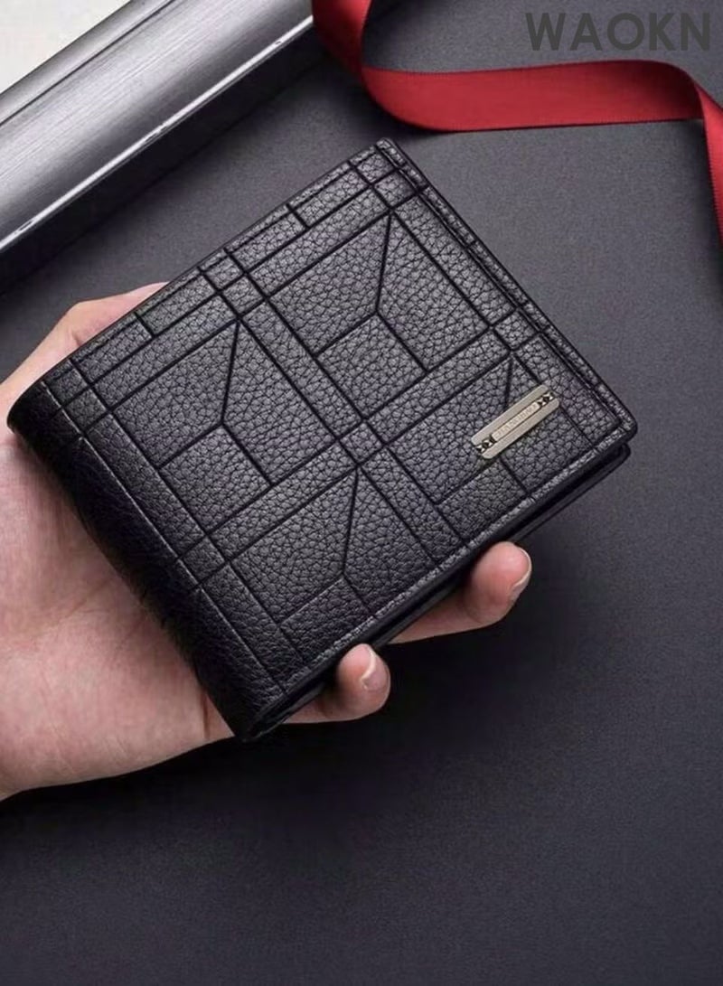 WAOKN Men's Leather Wallet Simple Design Bifold Business Anti-Theft Credit Card Holder and Money Pocket Suitable for Young People and Students, Fashionable and Comprehensive to Carry Cards Multiple Card Slots, Multi-function Card Holder for Youth Students, Great Gift for Men - Image 5