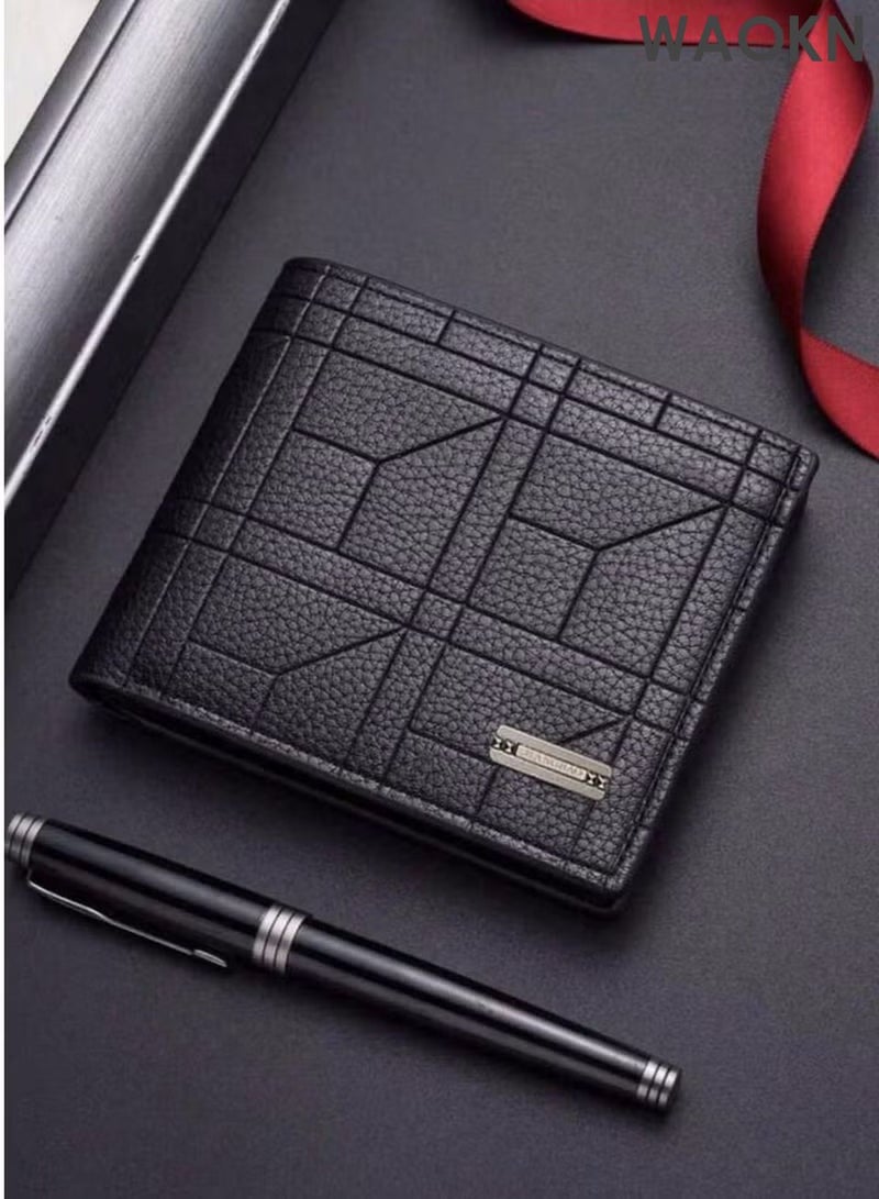 WAOKN Men's Leather Wallet Simple Design Bifold Business Anti-Theft Credit Card Holder and Money Pocket Suitable for Young People and Students, Fashionable and Comprehensive to Carry Cards Multiple Card Slots, Multi-function Card Holder for Youth Students, Great Gift for Men - Image 4