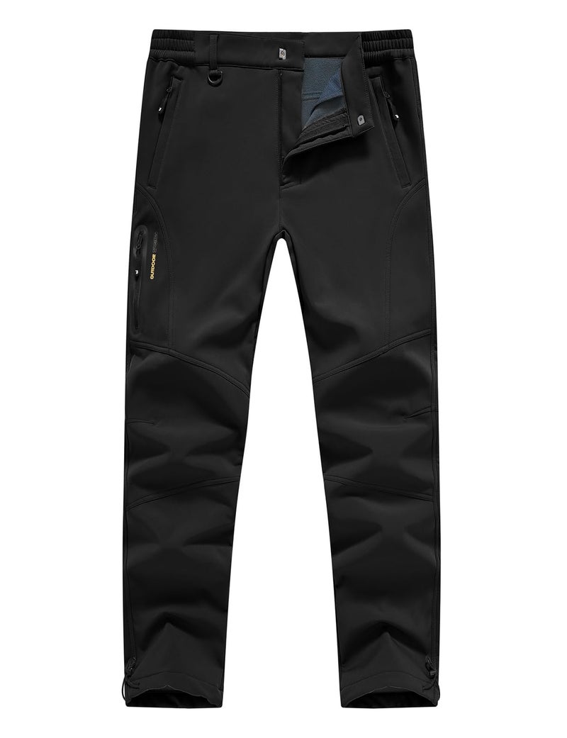 Rdruko Mens Snow Pants Waterproof Insulated Winter Outdoor Hiking Pants Snowboard Fleece Lined Softshell Ski Pants (Black, 32) - Image 1