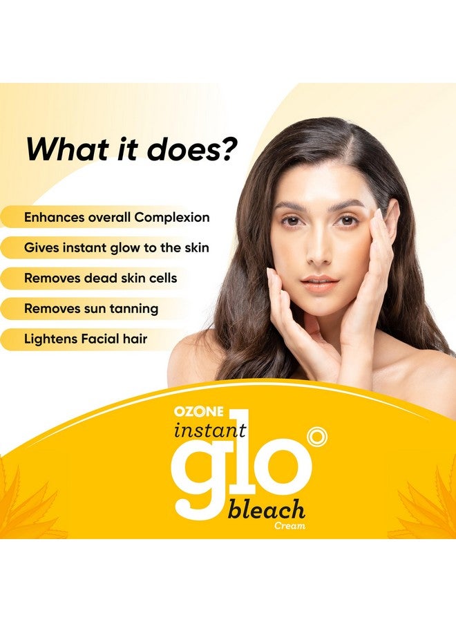 Ozone Instant Glo Bleach Cream | Aloe Vera & Turmeric Infused | Quick & Effective Brightening For Men & Women | 250G - Image 2