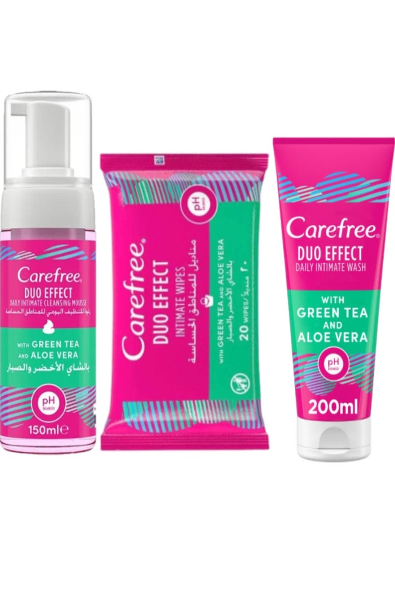 Carefree Intimate Set Wash Wipes and Foam for Daily Care (250 ml Wash, 20 Wipes and 150 ml Foam) - Image 1