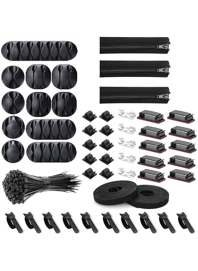 Green Tiger 274 Pcs Cable Management Kit, Cable Organizer for Home and Office. Useful for Power Cord, USB Cable, TV Cable, PC, Desktop Cable clips bundle, Cable Management Clips