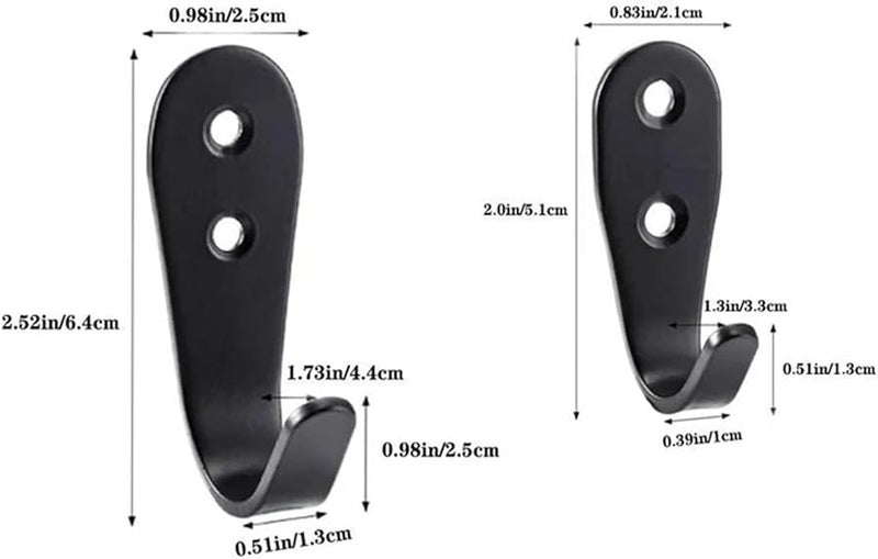 خطافات معاطف مثبتة على الحائط أسود معدن 10 قطع كبيرة للمدخل المطبخ الحمام - Image 3
