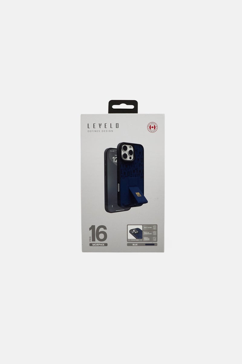 LEVELO iPhone 16 Pro Morphix Grip Stand Case With Cardholder, Navy - Image 2