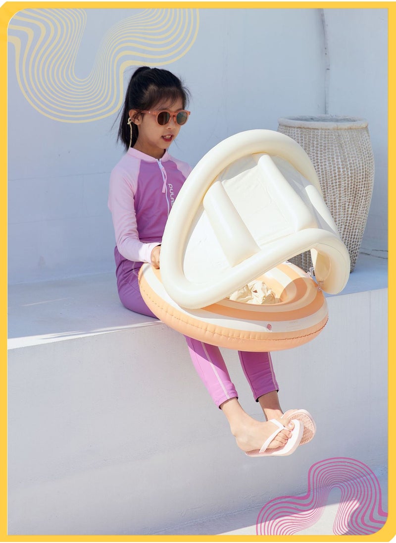 She&Little Baby Swim Float with Seat and Canopy, Inflatable Toddler Pool Ring with Two Safety Handles for Kids 1-6 Years Old, Safe Baby Pool Float with Canopy and Handles (orange)  - Image 4