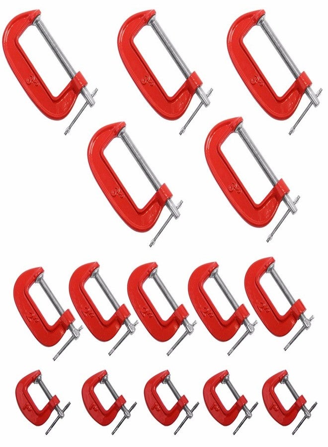 Wideskall® 15 Pieces Heavy Duty Malleable C Clamp Set - Image 1