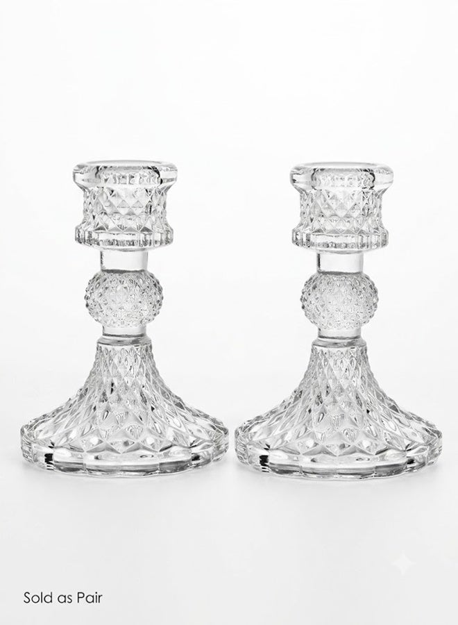 Comysubao Glass Candlestick Holders, Clear Crystal Taper Candle Holders Set of 2, Wedding Party Festival Decor, Modern Table Centerpiece - Image 1