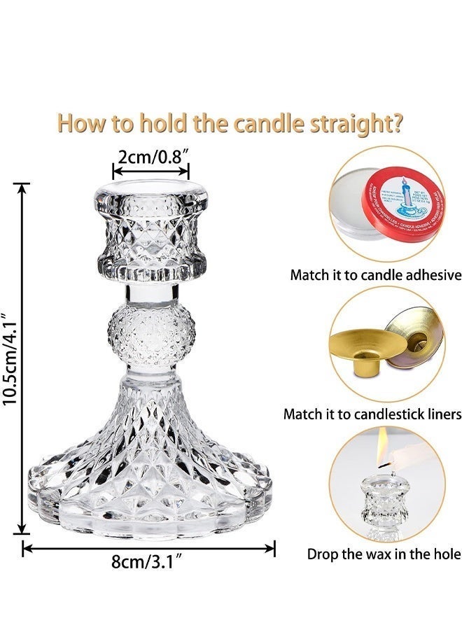 Comysubao Glass Candle Holders, Set of 2 Clear Crystal Taper Candle Holders, Modern Candle Stick Holders for Table Centerpieces, Wedding, Party, Festival, Dining Room & Home Decor - Image 2