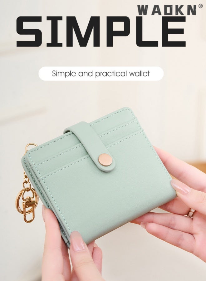 WAOKN Slim Wallet for Women , Small RFID Blocking Credit Card Holder pu Leather Bifold Wallets with Zipper Coin Pocket , suitable for working , shopping and travel , 11.5*9.5*1.5cm , for women , soft and durable , Green . - Image 5