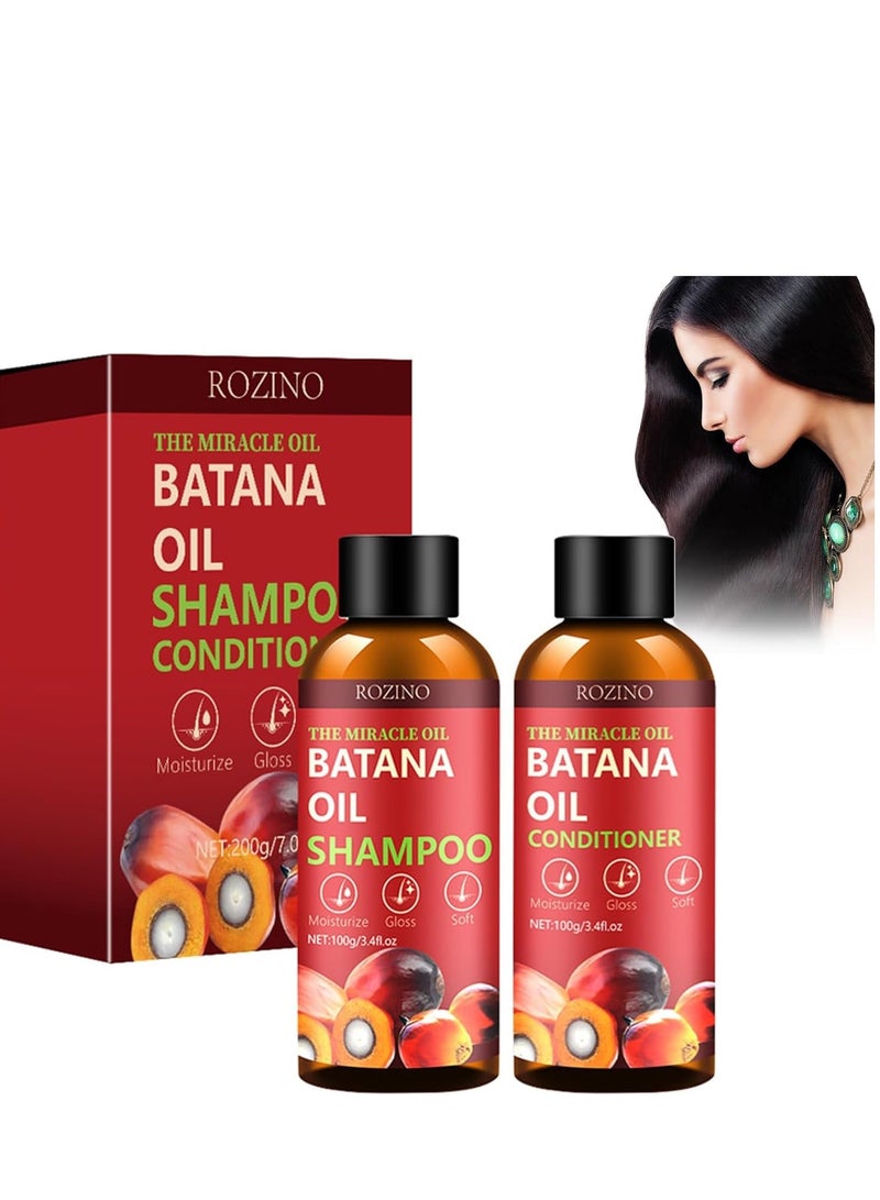 روزينو مجموعة شامبو وبلسم زيت باتانا ، شامبو باتانا لنمو الشعر لتساقط الشعر وتساقطه ، مجموعة شامبو وبلسم نمو الشعر لجميع أنماط الشعر للرجال والنساء - Image 1