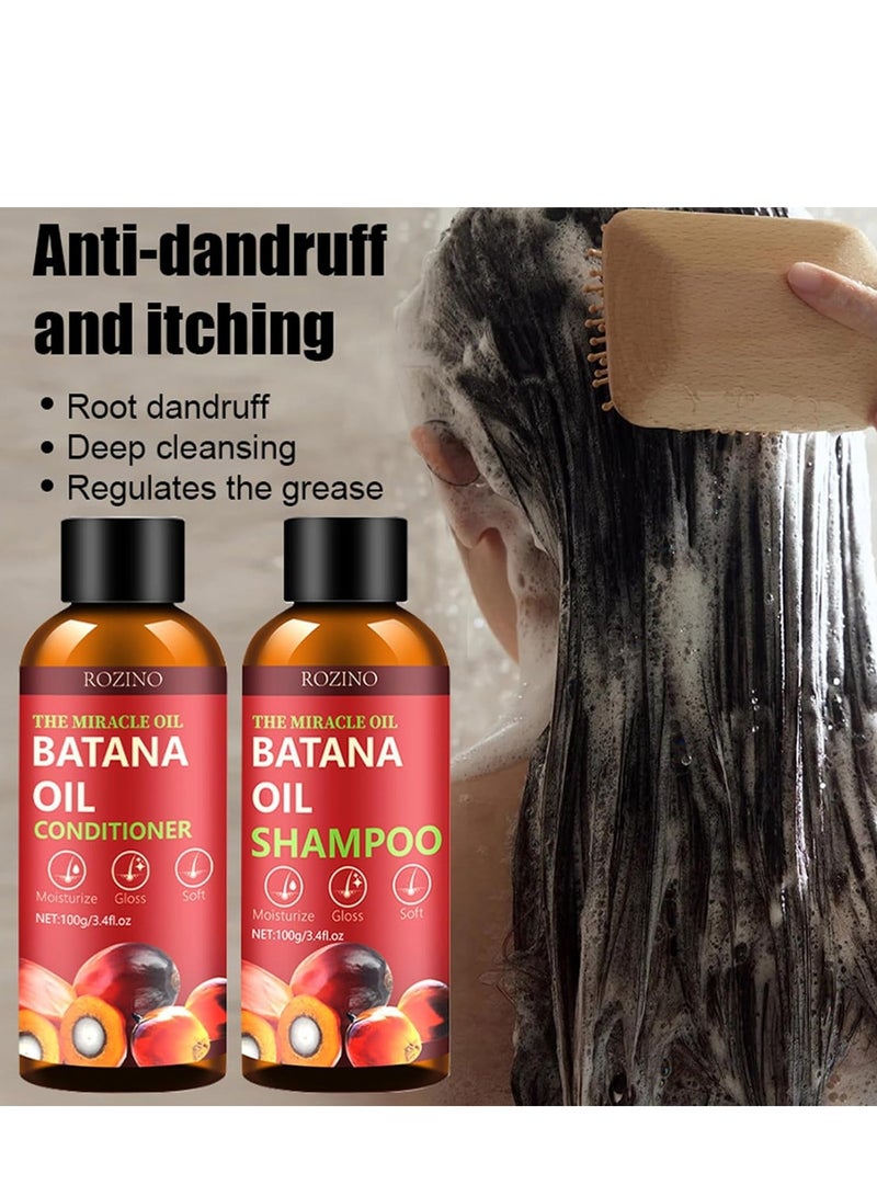 روزينو مجموعة شامبو وبلسم زيت باتانا ، شامبو باتانا لنمو الشعر لتساقط الشعر وتساقطه ، مجموعة شامبو وبلسم نمو الشعر لجميع أنماط الشعر للرجال والنساء - Image 2