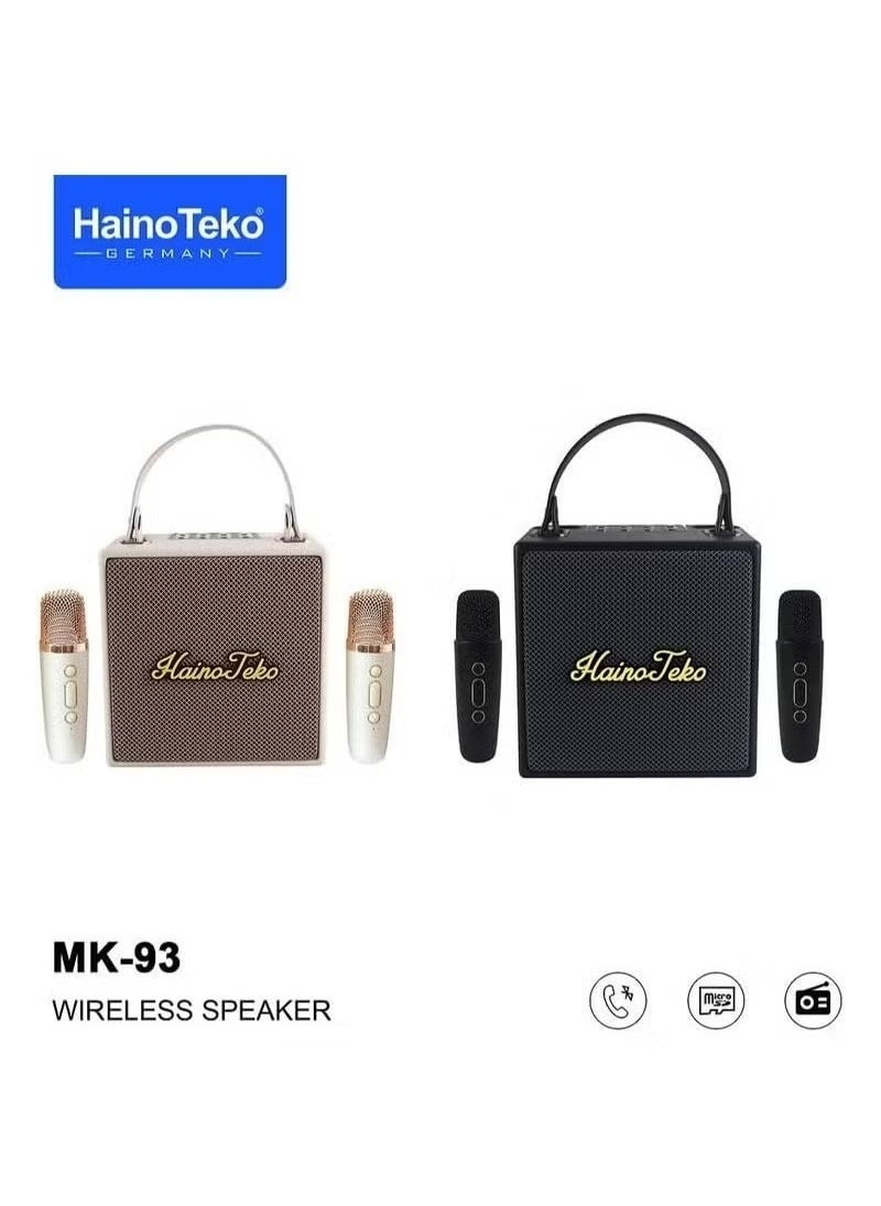 Haino Teko Splash Proof Portable Bluetooth Wireless Speaker with 2 Wireless Mics - Black - Powerful Sound, Waterproof, Long Battery Life, Perfect for Parties, Outdoor Events, Karaoke, & Travel - Compact & Durable Design  - Image 4