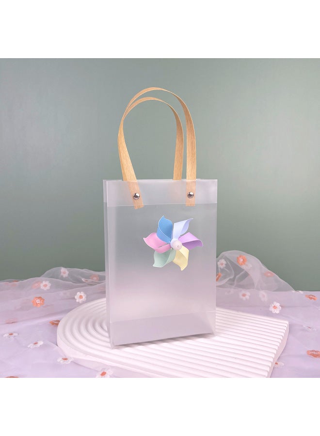 Children's Day 61 Transparent Bag Mini Windmill Decoration Wind Swivel Holiday Gift Bag Kindergarten Tote Bag-Color:Paper Row 40*10*29 Six-leaf Six-color 8CM Windmill-Specifications:10 Wholesale