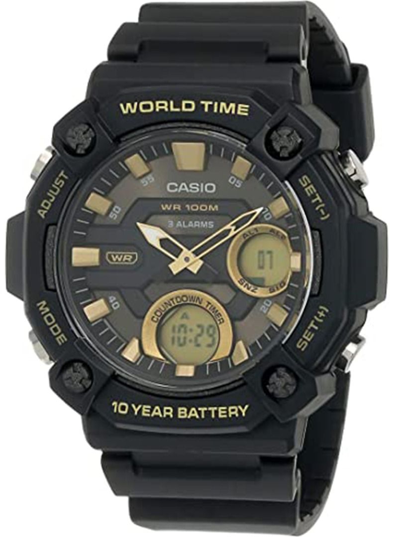 CASIO Men's Digital Analog Black Dial Resin Band Watch AEQ-120W-9AVDF - Image 1