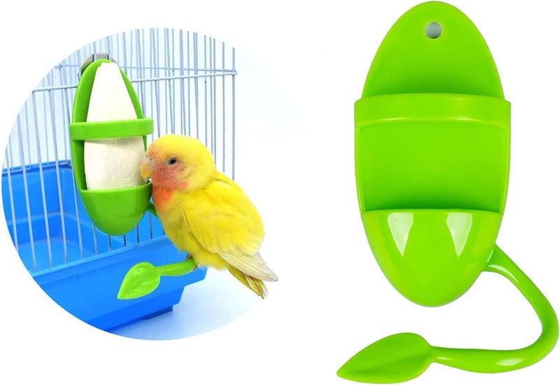 ZUOFANG jop 2pcs Plastic Pet Bird Cuttlebone Holder Food Holder with Perches, Cuddle Bone Feeding Racks, Parrot Cage Stands Accessories for Cockatiels Parakeets Budgies Finches Green - Image 3