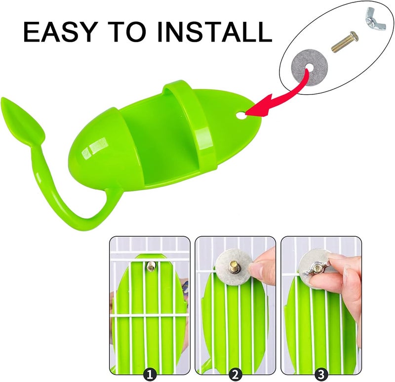 ZUOFANG jop 2pcs Plastic Pet Bird Cuttlebone Holder Food Holder with Perches, Cuddle Bone Feeding Racks, Parrot Cage Stands Accessories for Cockatiels Parakeets Budgies Finches Green - Image 2