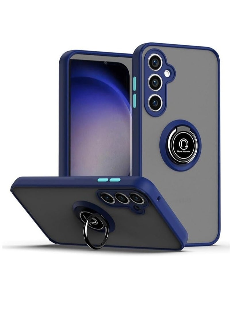 "ELTRAZONE Full Body Protective Case for Samsung Galaxy M52 – 360° Magnetic Ring Kickstand, Anti-Fingerprint, Shockproof Design (Blue)" - Image 1