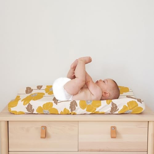 Sorrel + Fern Baby Changing Pad Cover 2-Pack for Girls (Poppy Fields) - Premium Fitted Sheets Baby Diaper Changing Table Cover - Buttery Soft Cotton Blend - Image 4