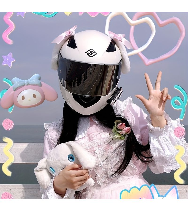 Black Cat And Rabbit Ears Motorcycle Helmet Accessory Unisex - Image 4