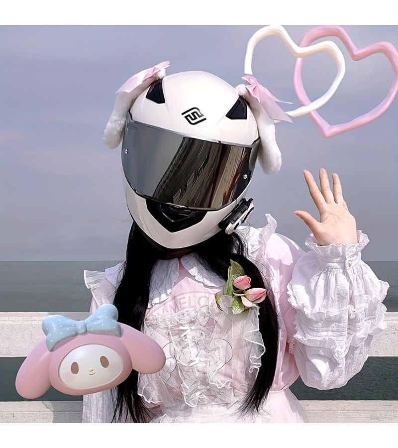 Black Cat And Rabbit Ears Motorcycle Helmet Accessory Unisex - Image 3