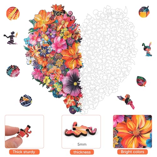 Mys Aurora Puzzles for Adults Heart Flower Wooden Puzzles 500 Pieces Unique Shaped Jigsaw Puzzles for Adults Fun Challenge Family Game 167 x 162 - Image 5