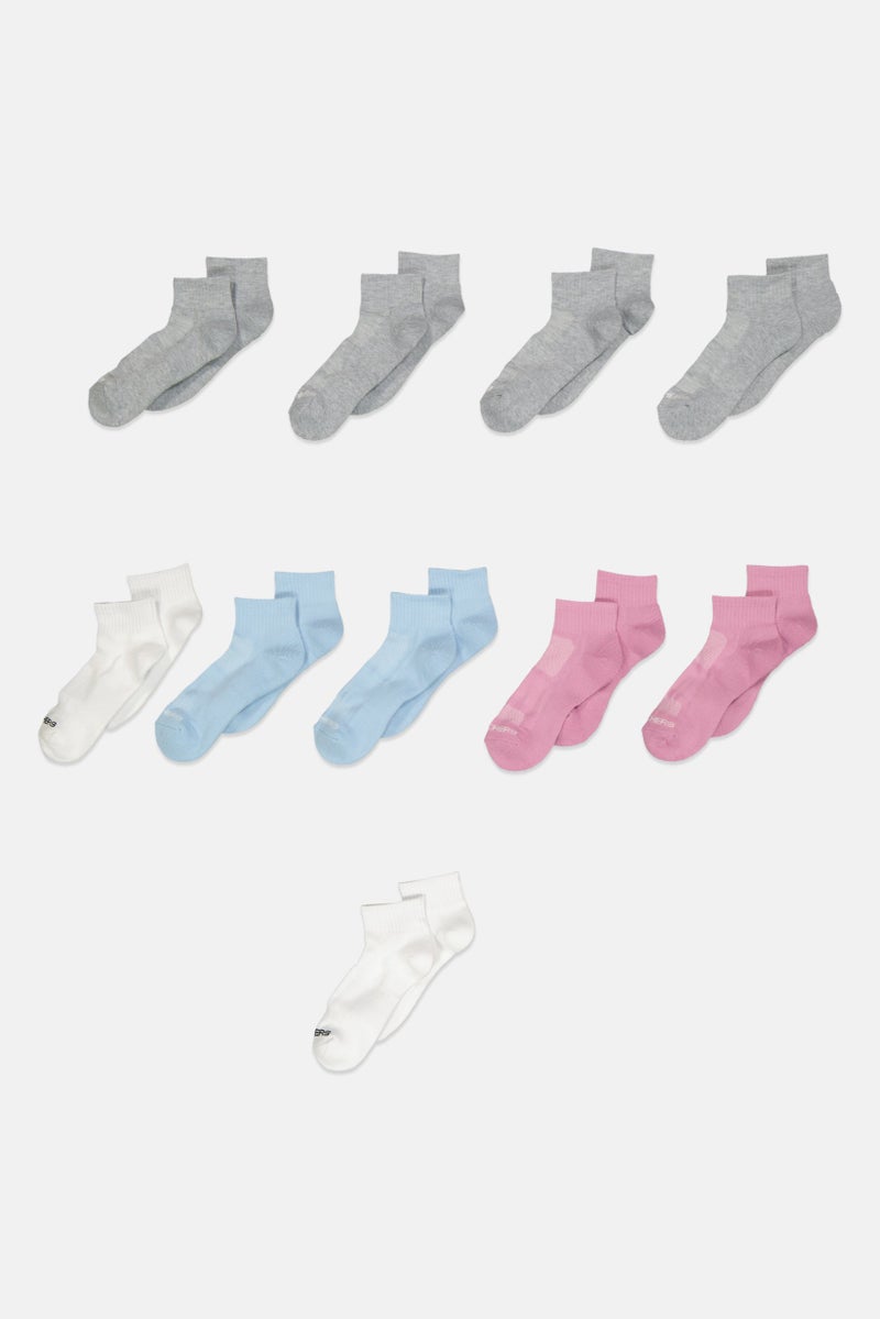 SKECHERS Women 10 Pairs Brand Logo Quarter Socks, Multicolor  - Image 1