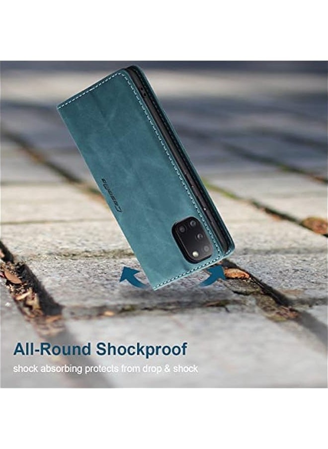 ماركة غير محددة - حافظة جلدية صناعية قابلة للطي بتصميم مغناطيسي لهاتف Samsung Galaxy A31 - لون أزرق - مع حامل بطاقات - Image 1