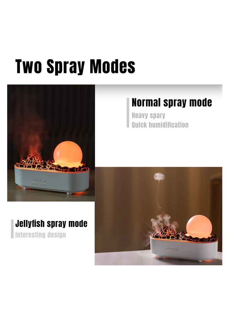 SOLARAE جهاز ترطيب الهواء برائحة البركان، 200 مل جهاز ترطيب/مرطب بالموجات فوق الصوتية، شكل قنديل البحر مع لهب وبركان، هادئ، مؤقت وإيقاف تلقائي عند عدم وجود ماء، للمنزل، غرفة النوم، المكتب، هدية - Image 3