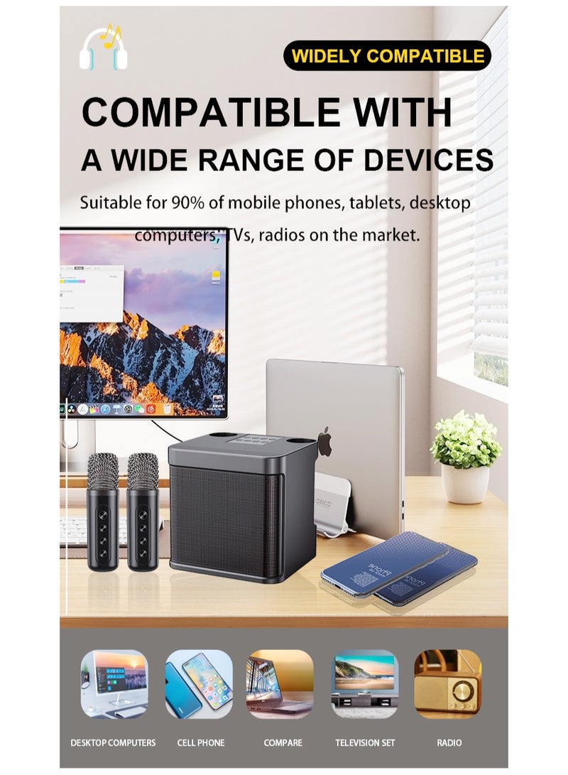 DLP Mini Karaoke Machine Set, Portable Bluetooth Speaker with 2 Wireless Karaoke Microphones,Singing Machine Karaoke System for Kids Adult  - Image 4