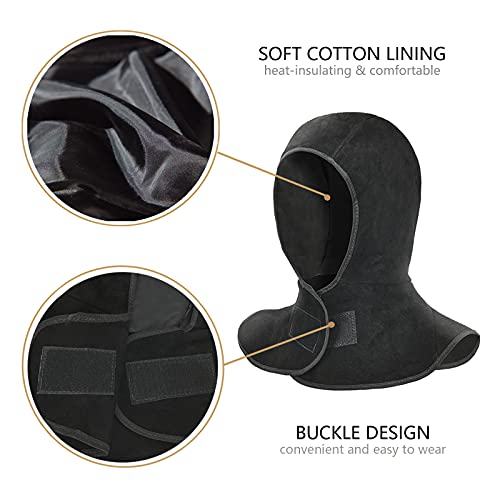 Leaseek Welding Hood, Flame-Retardant Protective Welding Cap with Neck Shoulder Drape, Welding Helmet Accessories,Head Protection for Men & Women, Black - Image 4