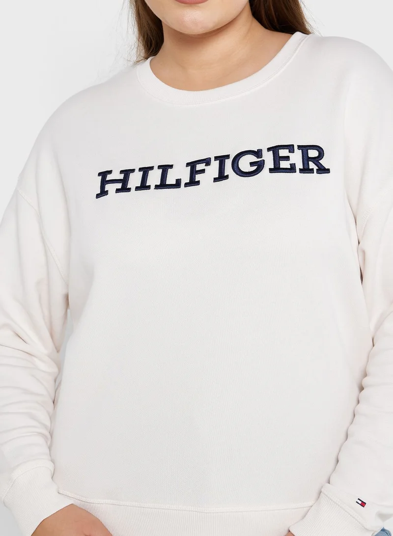Tommy Hilfiger Plus Crew Neck Logo Sweatshirt