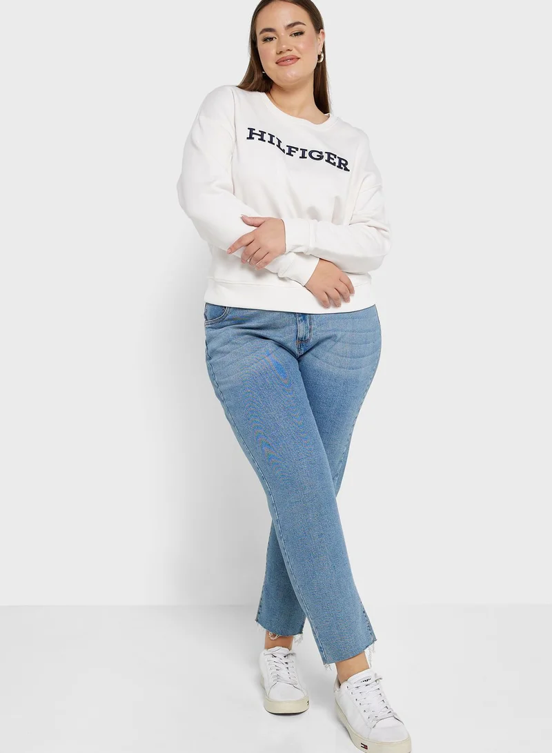 Tommy Hilfiger Plus Crew Neck Logo Sweatshirt