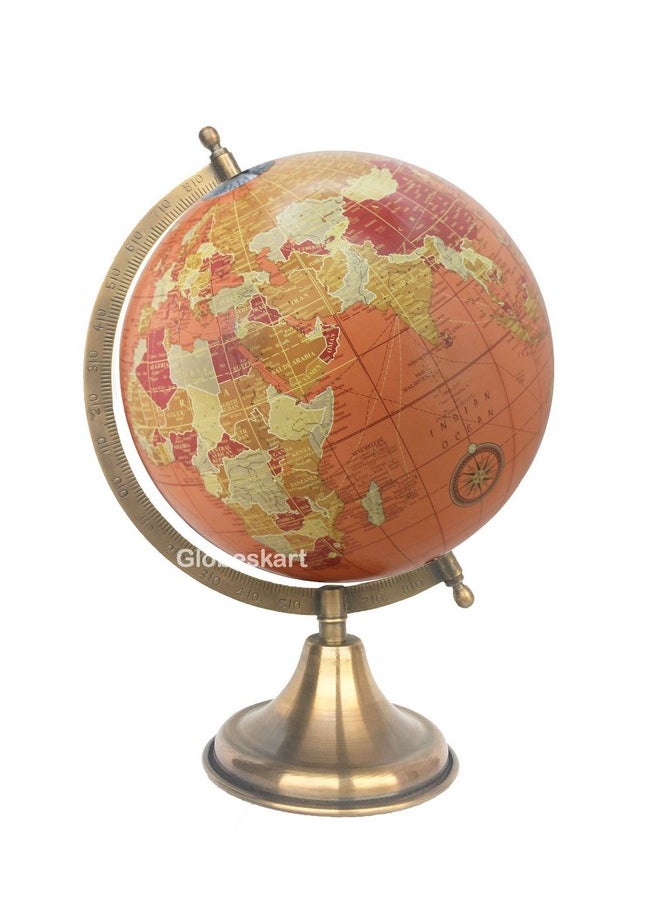 Globeskart - Globeskart Educational/Antique Globe with Brass Antique Arc and Base/World Globe/Home Decor/Office Decor/Gift Item / 8 inches (Surahi) (Rust Red) - Image 1