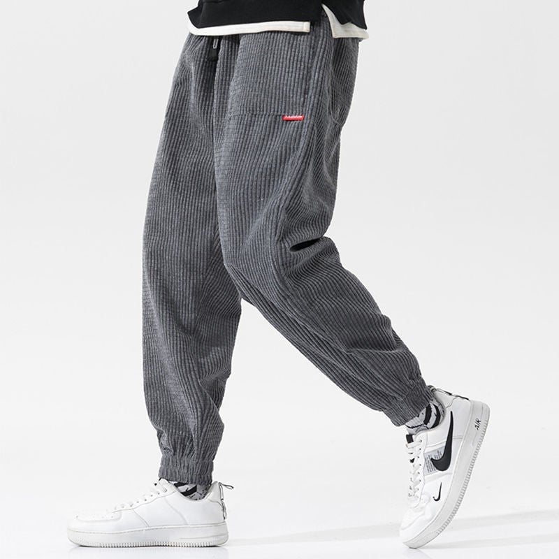 2022 Corduroy Pants Mens Winter Casual Loose Trendy K45 Black  - Image 1