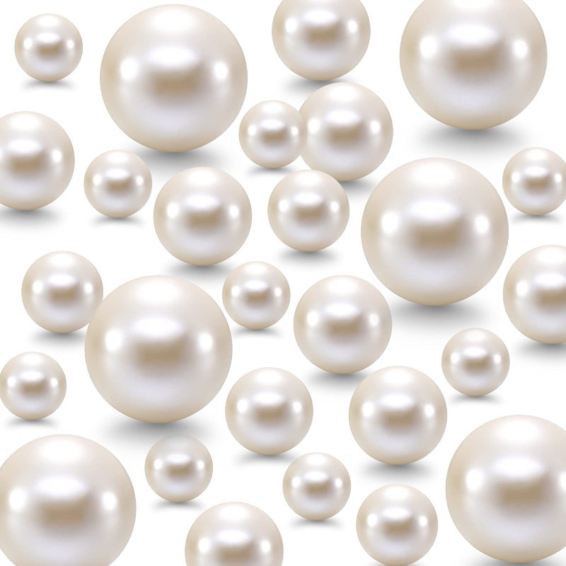 Jadive 200 Pieces Pearl Beads for Vase Filler Centerpieces No Holes Pearl Makeup Beads for Wedding Holiday Party Home Brushes Holder Decor 10142030 mmWhite