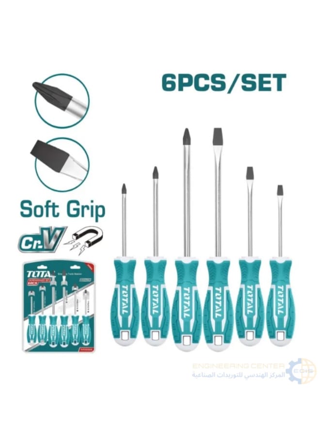 Total 6-Piece 2-Color Rubber Hand Screwdriver Set THT250606