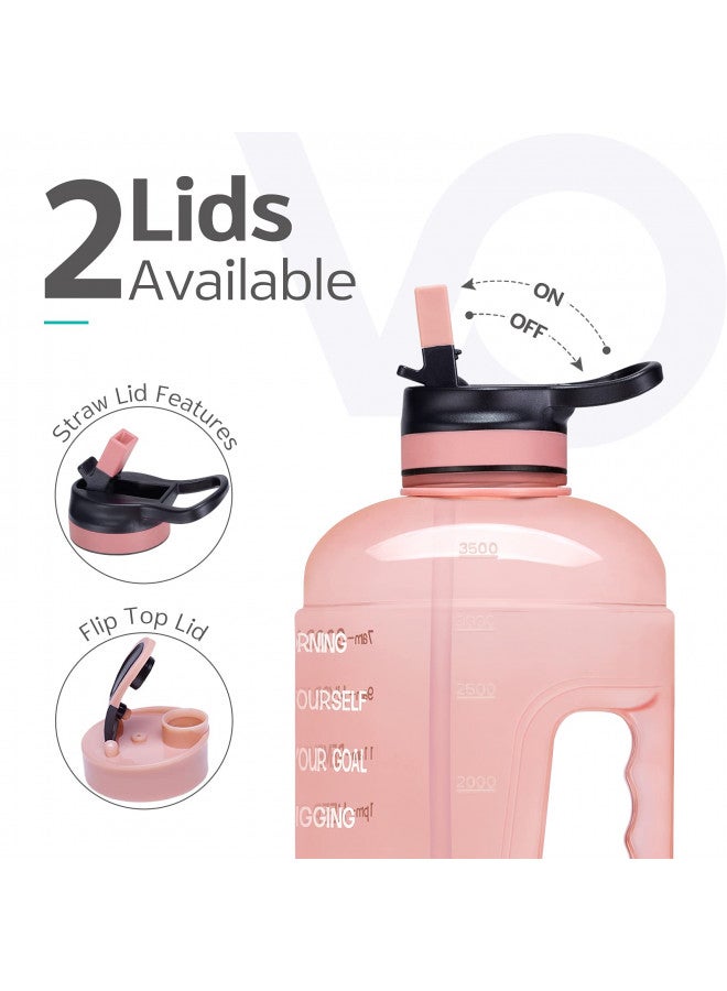 Venture Pal Half Gallon Water Bottle with 2 Lids, Large 64 oz Water Jug with Motivational Time Marker to Ensure You Drink Enough Water-Light Pink - Image 3