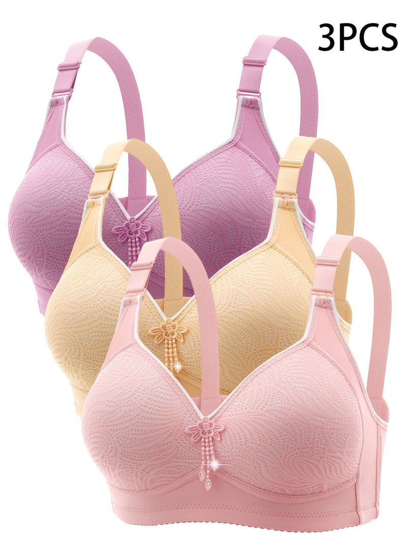 3-Pack Wire-Free Shaping Bras, Full Coverage Push-Up Padded Bras for Fitness, Dance & Daily Wear - Image 1