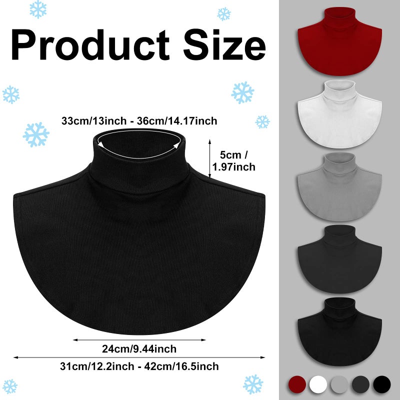 SATINIOR 5 Pieces Fake Turtleneck Dickey Collars Women Half Top Mock Collar Neck Wear in Sweater Hoodie High Neck Mock Collar (Classic Colors Set,Natural Style) - Image 2