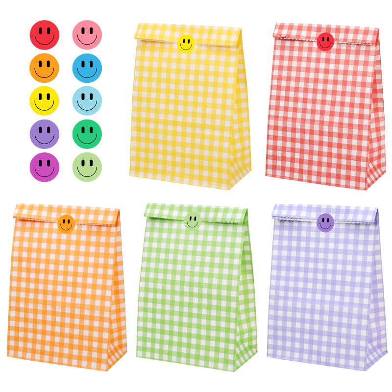Wercokt 20Pcs Party Gift Bags With Stickers  9 X 5.9 X 3.1 Inches  Colorful Small Gift Bag  Birthday Goodie Bags For Kids  Baby Shower  Halloween  Wedding - Image 1
