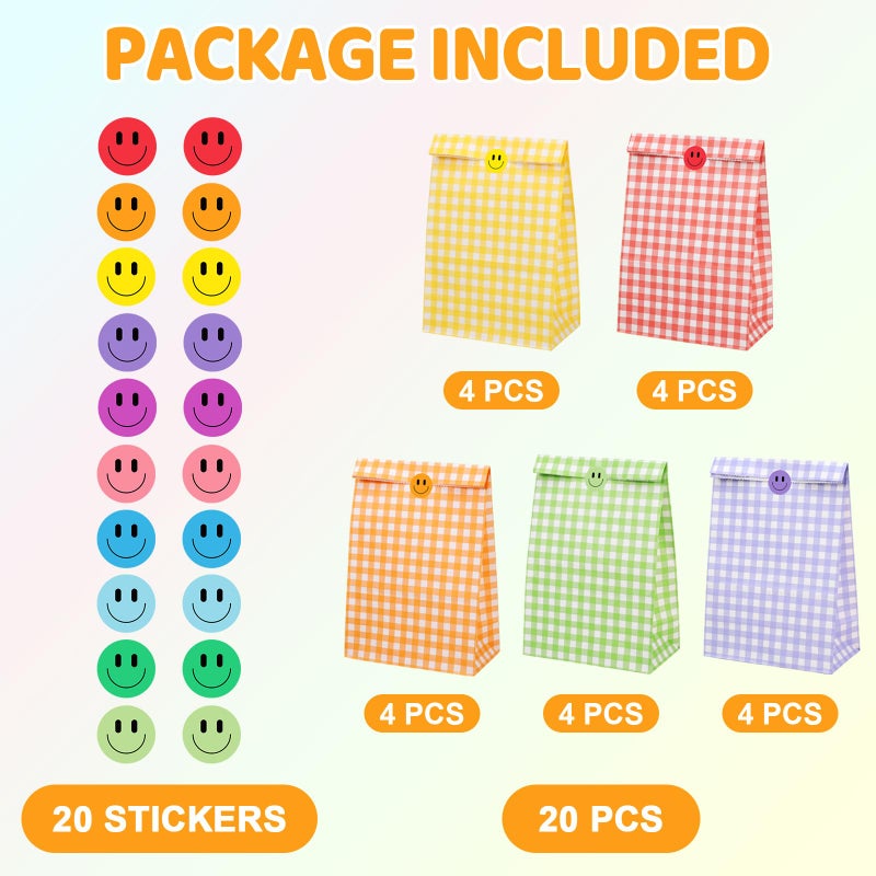 Wercokt 20Pcs Party Gift Bags With Stickers  9 X 5.9 X 3.1 Inches  Colorful Small Gift Bag  Birthday Goodie Bags For Kids  Baby Shower  Halloween  Wedding - Image 2