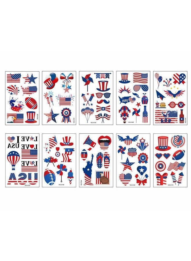 Patriotic Temporary Tattoos,Temporary Patriotic Tattoos Stickers ,4th of July Party Supplies(10Pack)