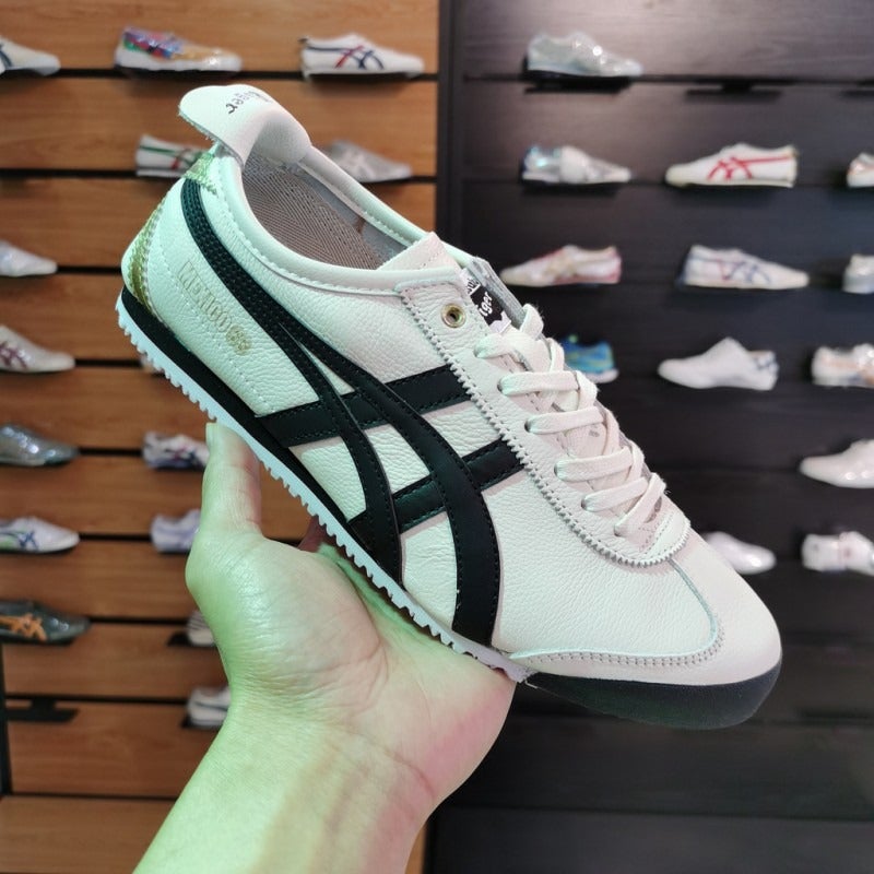 أونيتسوكا تايجر جلد طبيعي من الطبقة الأولى أحذية Onitsuka Tiger T-Toe سلسلة Mexic66 كلاسيكية رجعية للأزواج - Image 1