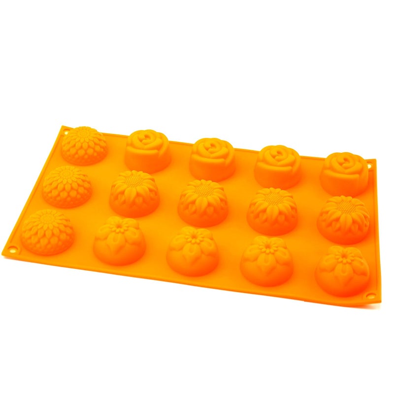 XHaibei Floral Silicone Mold Sunflower Chrysanthemum Rose and Small Flower Designs Perfect for Guest Soap Sample Soap Lotion Bars Chocolate and Jello 1oz Dia 16inch